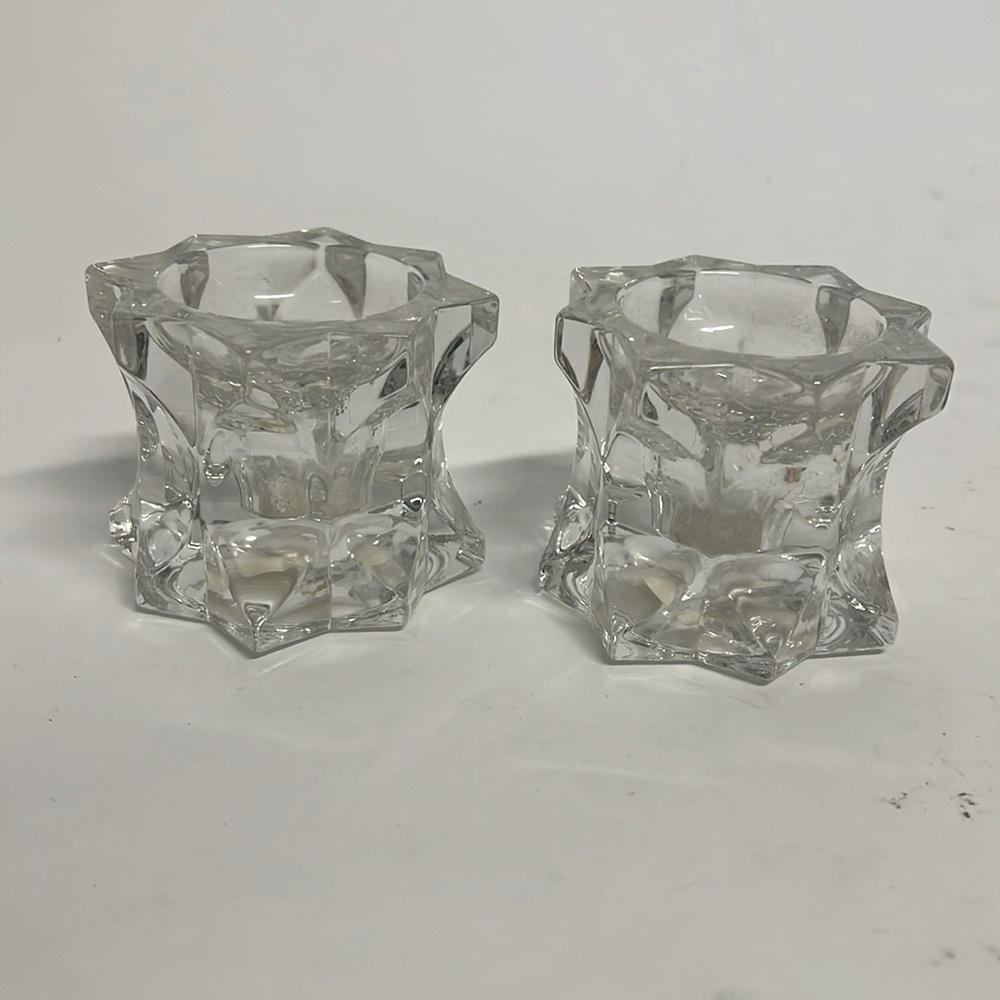 Mikasa Sparkling Star Crystal Candle Stick Holders Votive Tea Light Set of 2
